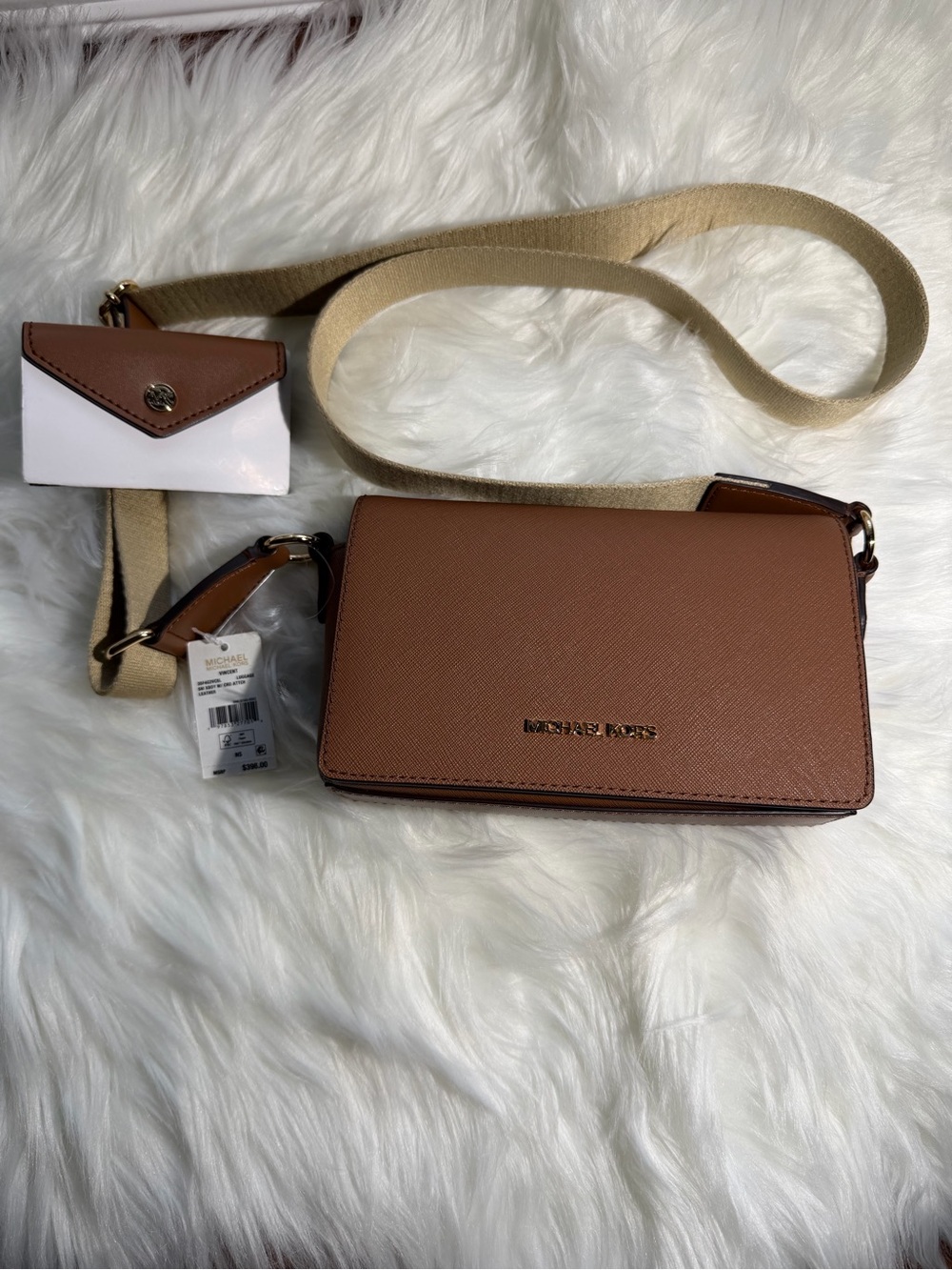Michael Kors Vincent Small Saffiano Leather Crossbody w Signature Logo Card Case - Picture 4 of 5